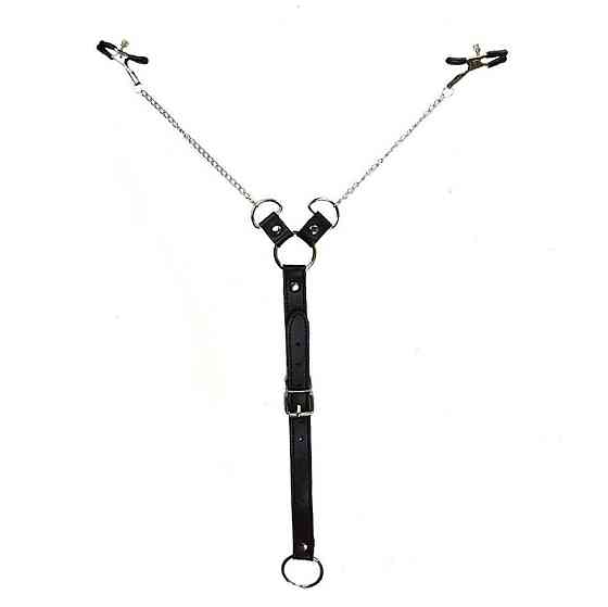 Затискачі для сосків з фіксацією на пенісі Art of Sex – Nipple Clamps for Men, екошкіра Sex Aura Київ