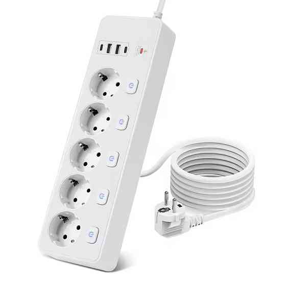 Мережевий фільтр BKL-505 2 USB + 2 TYPE-C, 100-250V, 13А, 5 розеток, білий Кам'янець-Подільський