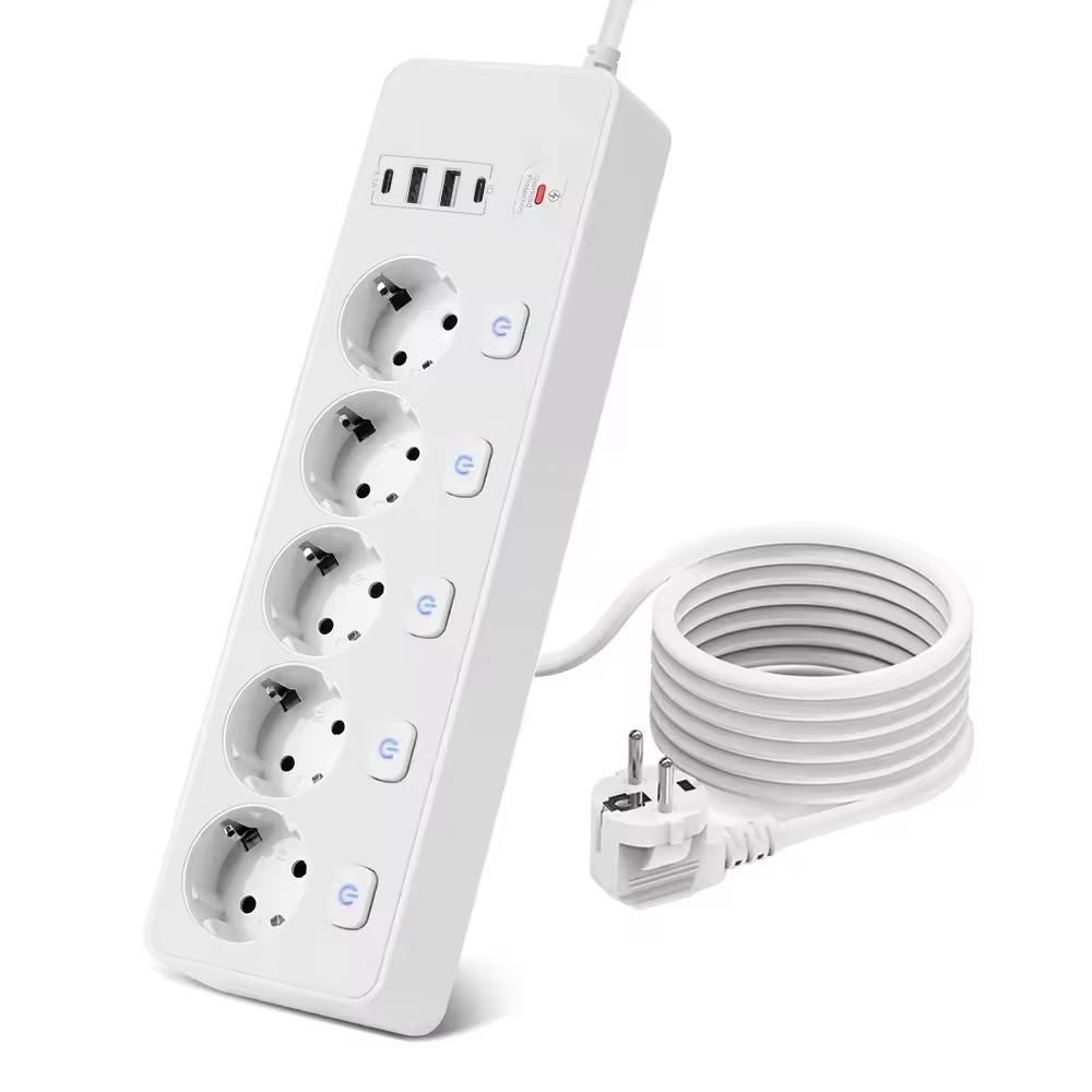 Мережевий фільтр BKL-505 2 USB + 2 TYPE-C, 100-250V, 13А, 5 розеток, білий Кам'янець-Подільський - фото 1