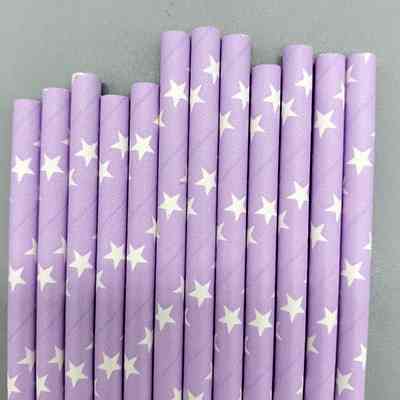 Коктейльні трубочки з принтом зірочок 25 штук 20 см бузково-білий Київ