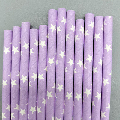 Коктейльні трубочки з принтом зірочок 25 штук 20 см бузково-білий Київ - фото 3