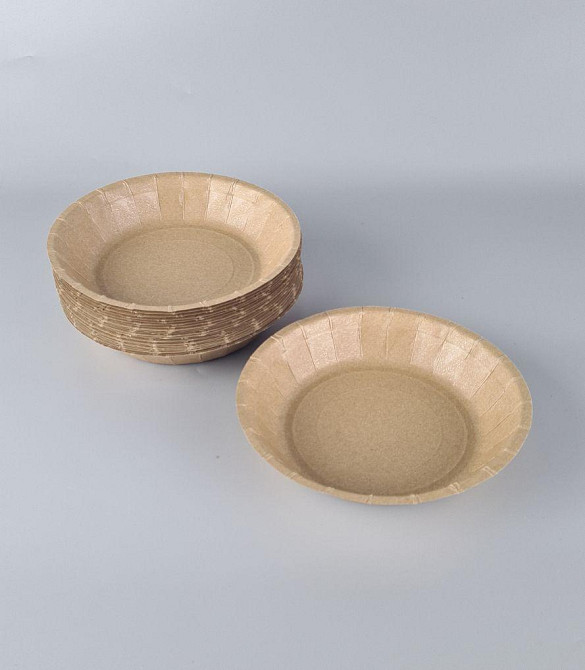 Тарілка з харчового картону 600 мл Крафт D20 см h3.5 см (25 шт.) Харків - фото 4