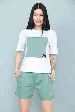 Двокольоровий костюм з шортами "Numb" оптом | Норма | Розпродаж моделі Фісташковий, 46-48 Київ