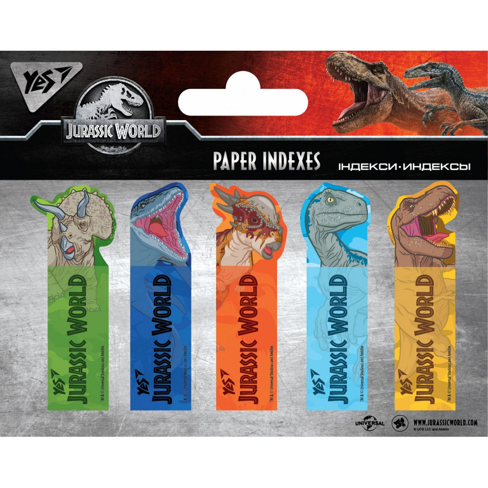 Індекси паперові "Yes" Jurassic World 5*20 арк. 100 шт, 170259, шт Київ - фото 1