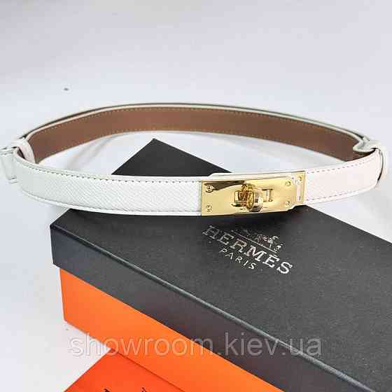 Женский кожаный ремень Hermes белый (280-1) Киев