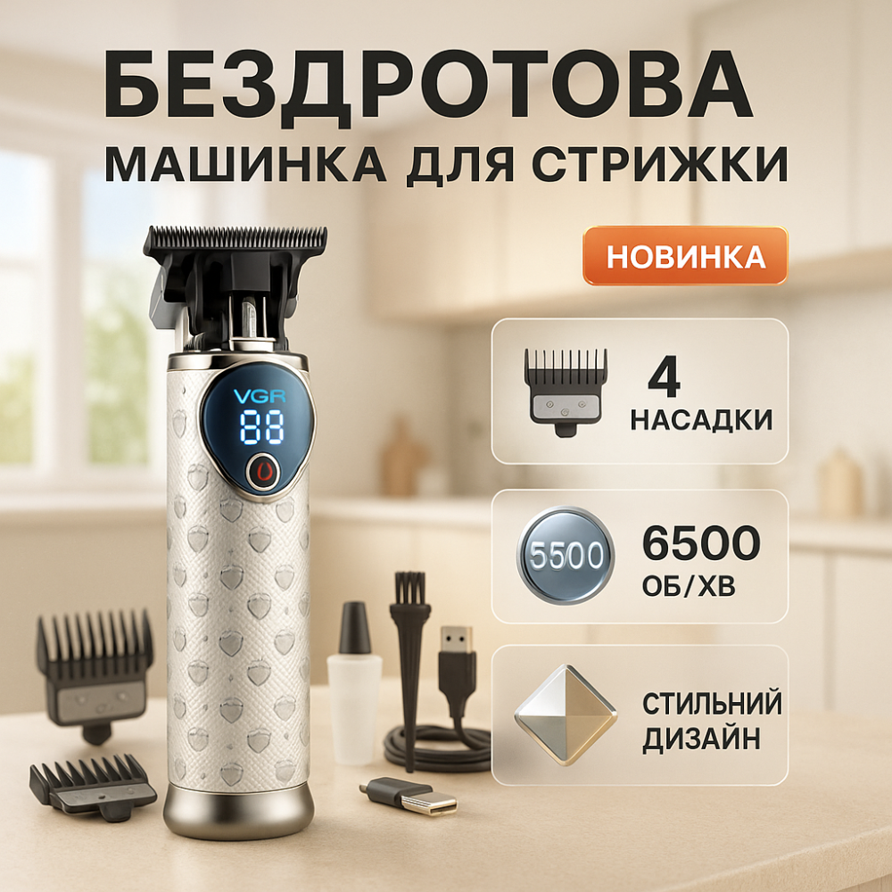 Машинка для стрижки волос с акамулятором, Аккумуляторная универсальная машинка для стрижки ZK-74 Львов - изображение 15