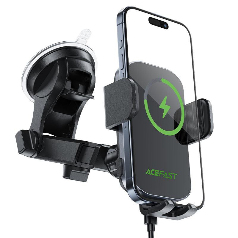 Автотримач для телефона з БЗП ACEFAST D53 wireless charging car holder with electric clamp for dashboard Black Киев - изображение 3