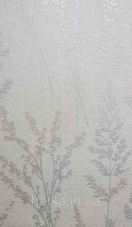 Шпалери вінілові на флізеліні Grandeco Universe 5 гілки листя квіти польові перламутр срібло на бежевому UI3203 Київ