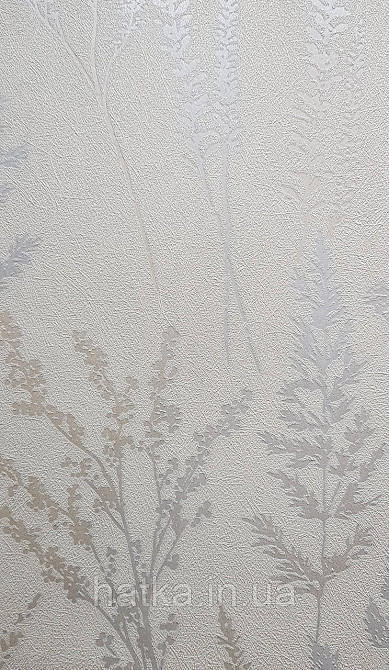 Шпалери вінілові на флізеліні Grandeco Universe 5 гілки листя квіти польові перламутр срібло на бежевому UI3203 Київ - фото 1