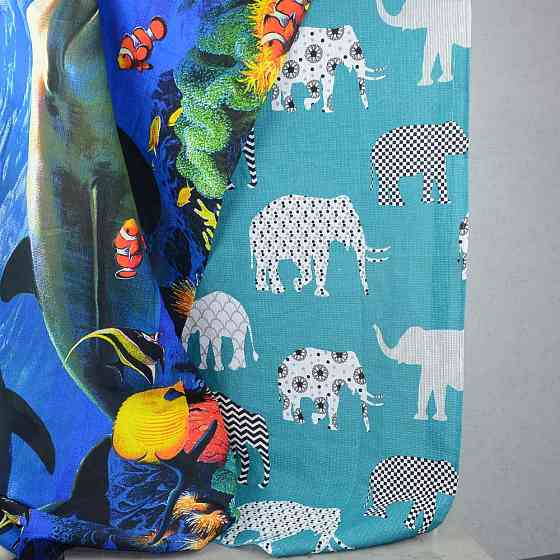 Набір пляжних вафельних рушників "Слоники" і "Рибки" GM Textile 70х150см 120г/м2 (Різнобарвний) Суми