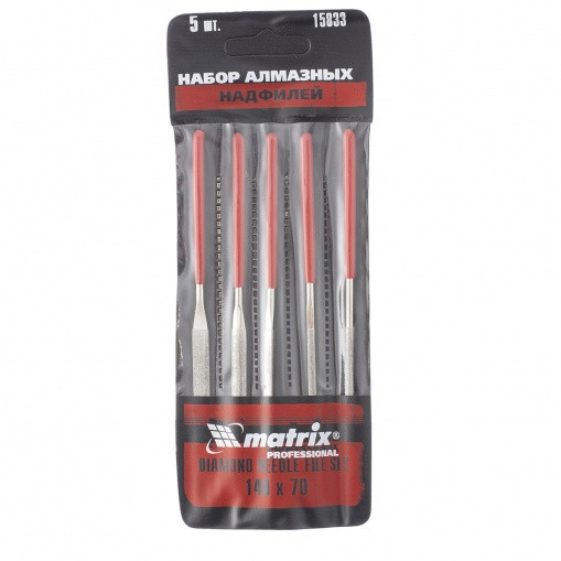 Набор надфилей алмазных, 140 х 70 х 3 мм, 5 шт Matrix Master Полтава - изображение 1