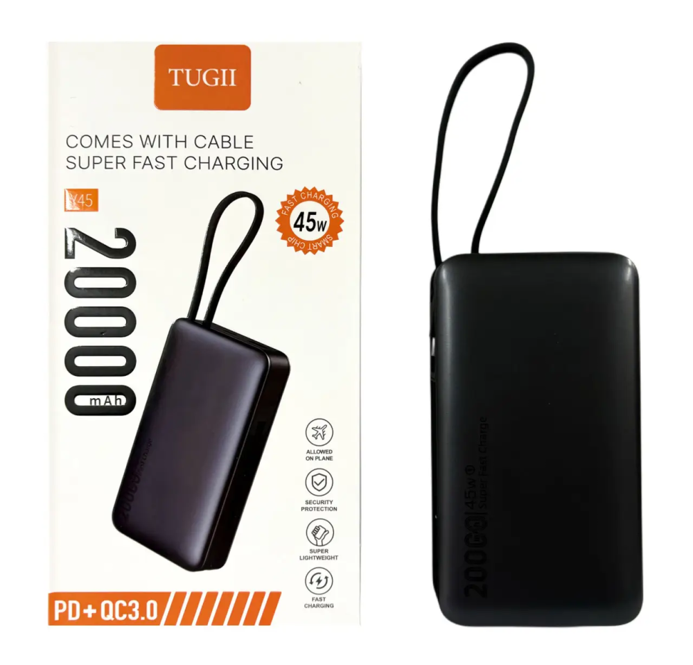 Power Bank TUGII Y45 20000 мАг, 77Вт·год, PD 45Вт, QC 22.5Вт, для ноутбука/MacBook Одеса - фото 4
