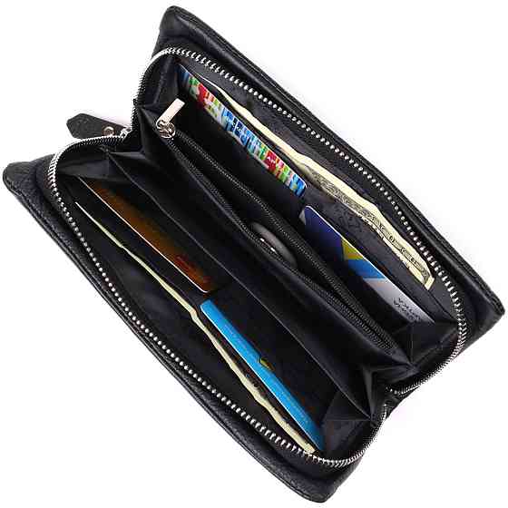 Жіночий шкіряний гаманець-клатч із відділенням під телефон ST Leather 23101 Чорний Київ