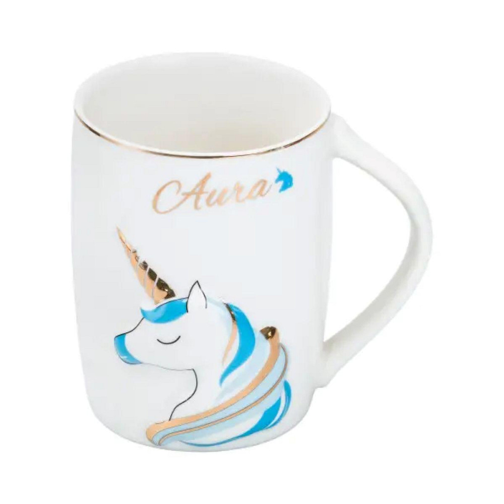 Чашка порцелянова з малюнком єдинорога 400 мл Aura Блакитна HP7187BL Київ - фото 1