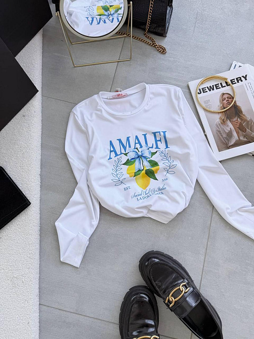 Жіночий повсякденний лонгслів із мікродайвінгу з малюнком Білий, 50/52 Одеса - фото 5