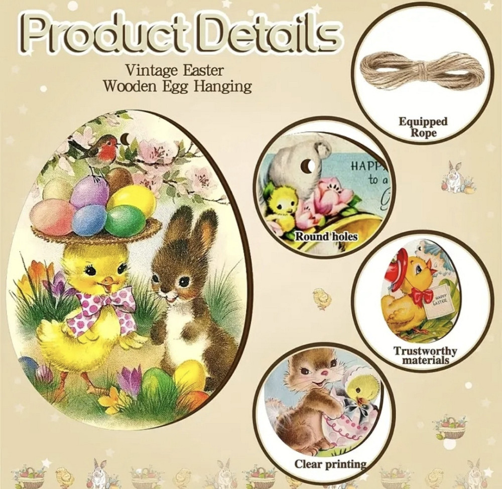 Великодні підвісні прикраси 12 шт Сміла - фото 4