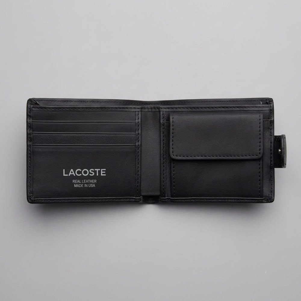 Кожаное мужское портмоне на кнопке Lacoste (1724-1) Киев - изображение 3