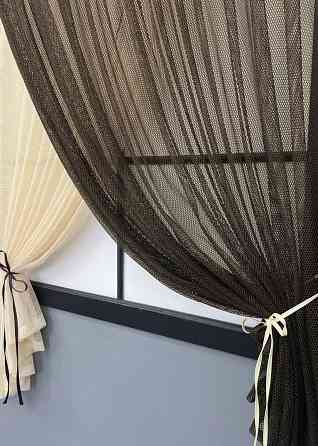 Кухонные шторки VR-Textil № 101к с подвязками Венге с бежевым 330х170 см (52-1221) Киев