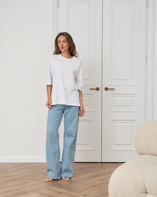 Футболка жіноча оверсайз кругла горло Nicoletta — Біла L Київ - фото 2