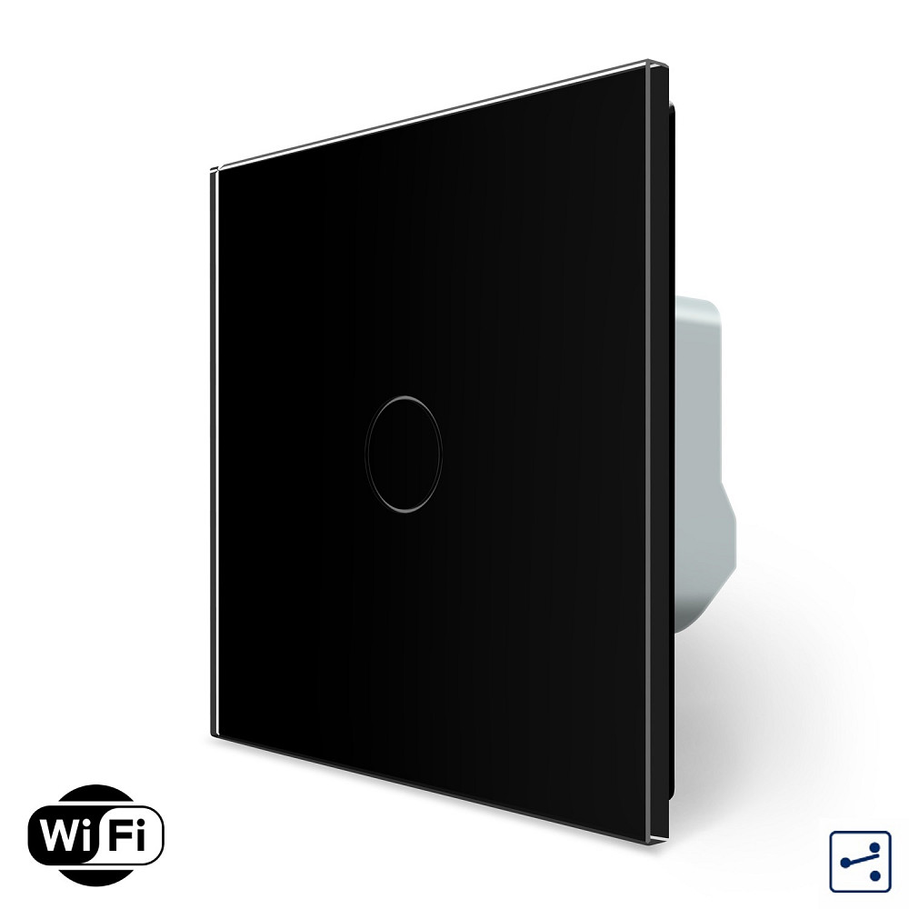 LIVOLO Розумний сенсорний Wi-Fi прохідний/перехресний вимикач 1 сенсор LIVOLO чорний матове скл Коломия - фото 1