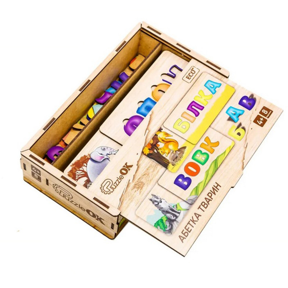 Розвиваюча дерев'яна іграшка-пазл Абетка тварин Puz-91768 Вінниця - фото 1