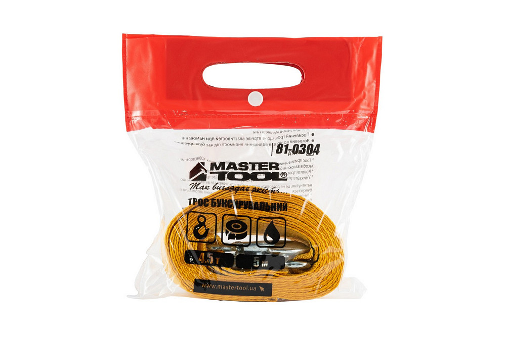 Трос буксирувальний MASTERTOOL 4.5 т 5 м 60 мм поліестер 81-0304 Коломыя - изображение 2