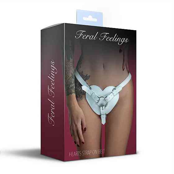 Трусики Серце для страпону з натуральної шкіри Feral Feelings - Hearts Strap-on Belt White Sex Aura Київ