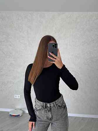 Женский базовый боди с длинным рукавом микродайвинг Черный Одесса