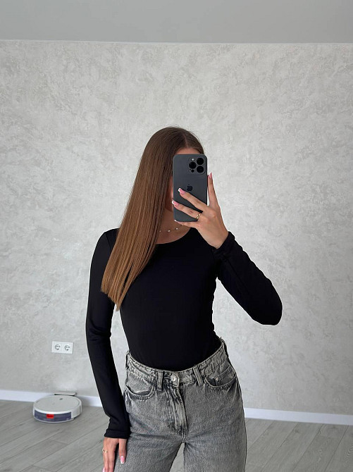 Женский базовый боди с длинным рукавом микродайвинг Черный Одесса - изображение 2