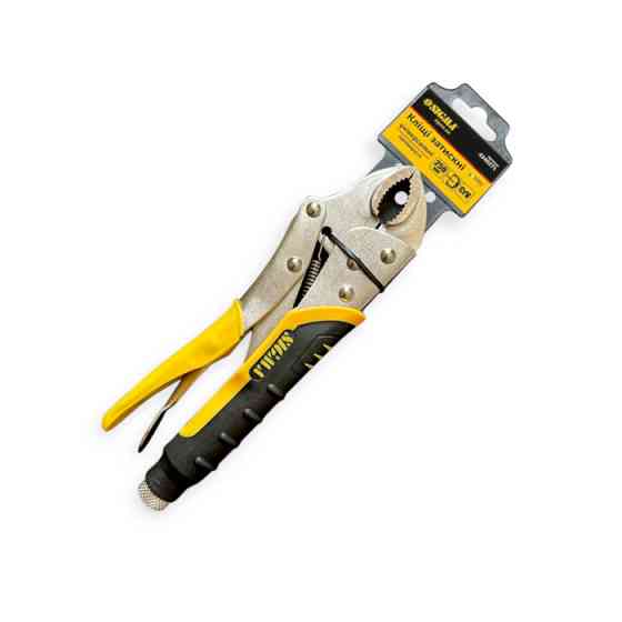 Затискач із напівкруглими губками (кліщі затискні) 180 мм обгум. ручка Мукачево