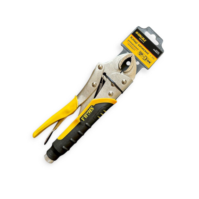 Затискач із напівкруглими губками (кліщі затискні) 180 мм обгум. ручка Мукачево - фото 1