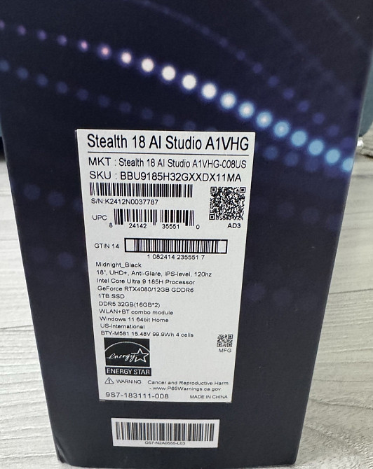Ноутбук MSI Stealth 18 AI Studio A1VHG-008US Киев - изображение 3