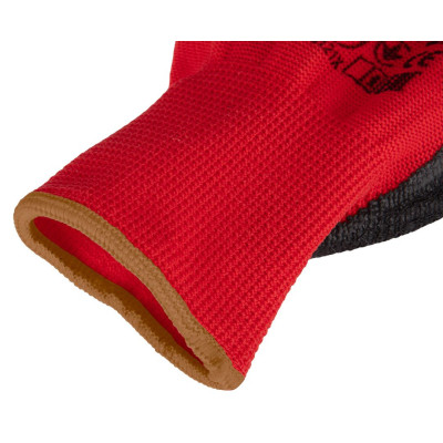 Защитные перчатки Neo Tools комплект 12шт, полиэстер с латексным покрытием, р.9, красно-черный (97-645-9) Винница - изображение 6