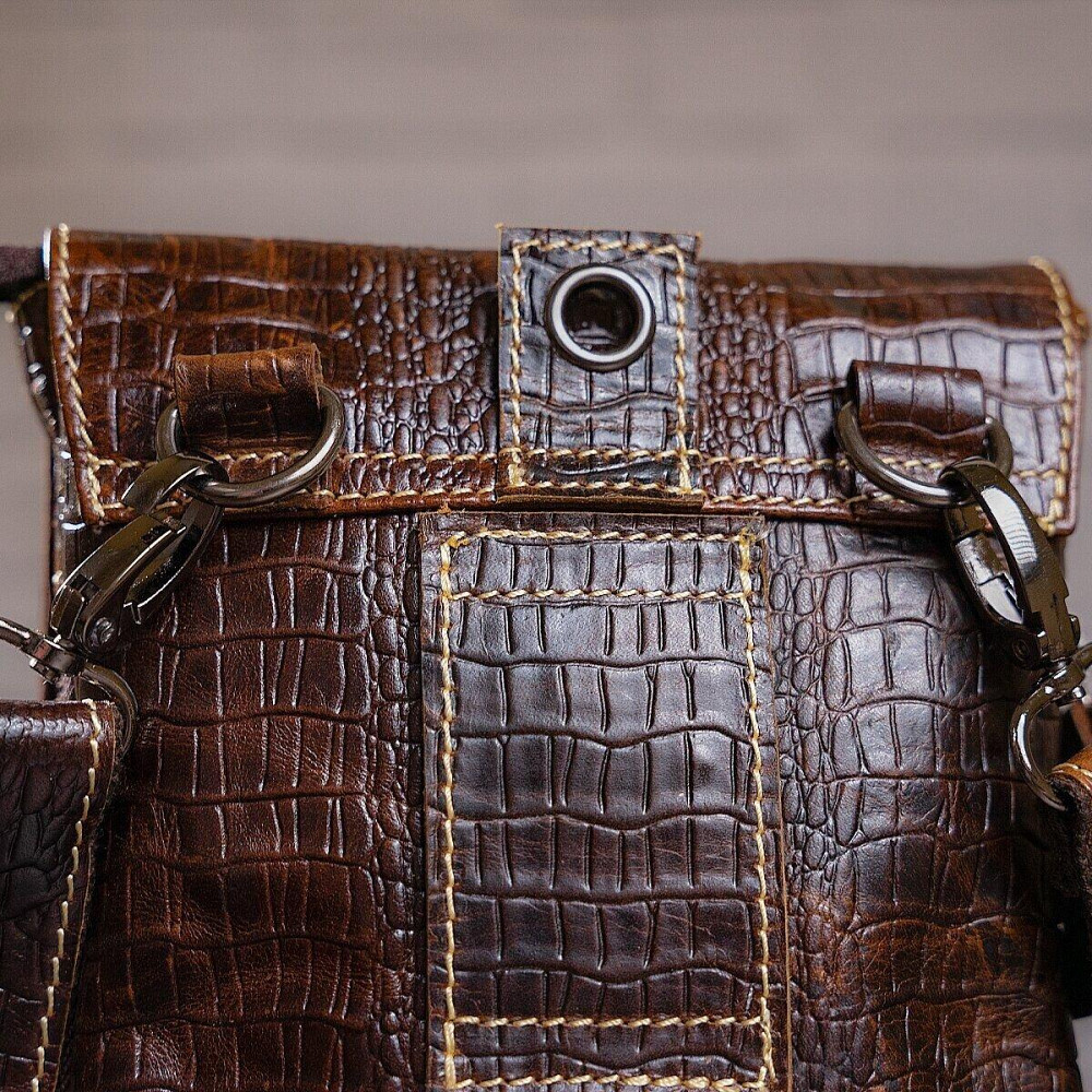 Сумка-мессенджер тиснение под экзотику Vintage 20038 Коричневая Киев - изображение 3