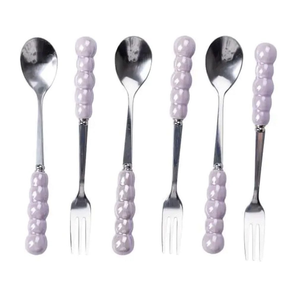Yiwu Набір десертних виделок і ложок на 3 персони з підставкою з порцелянау 7 предметів Фіолето Киев - изображение 5