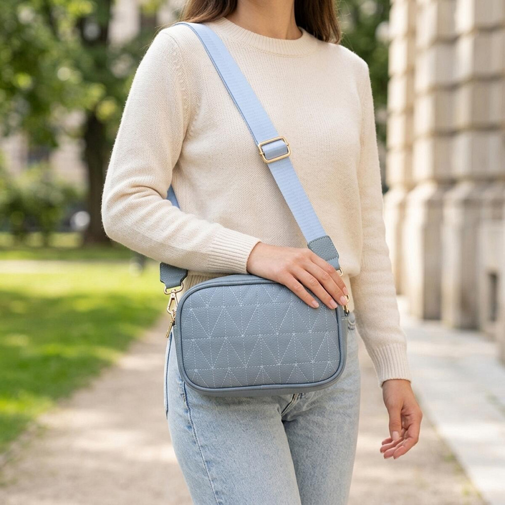 Сумка жіноча на кожен день з натуральної шкіри Vintage 22902 Сіро-блакитний Київ - фото 12