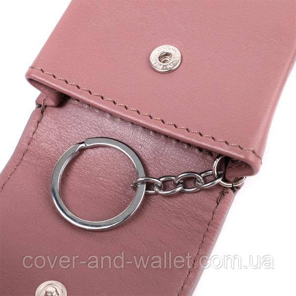 Светло-розовоя женская кожаная ключница с отделениями для карточек Grande Pelle Киев - изображение 8