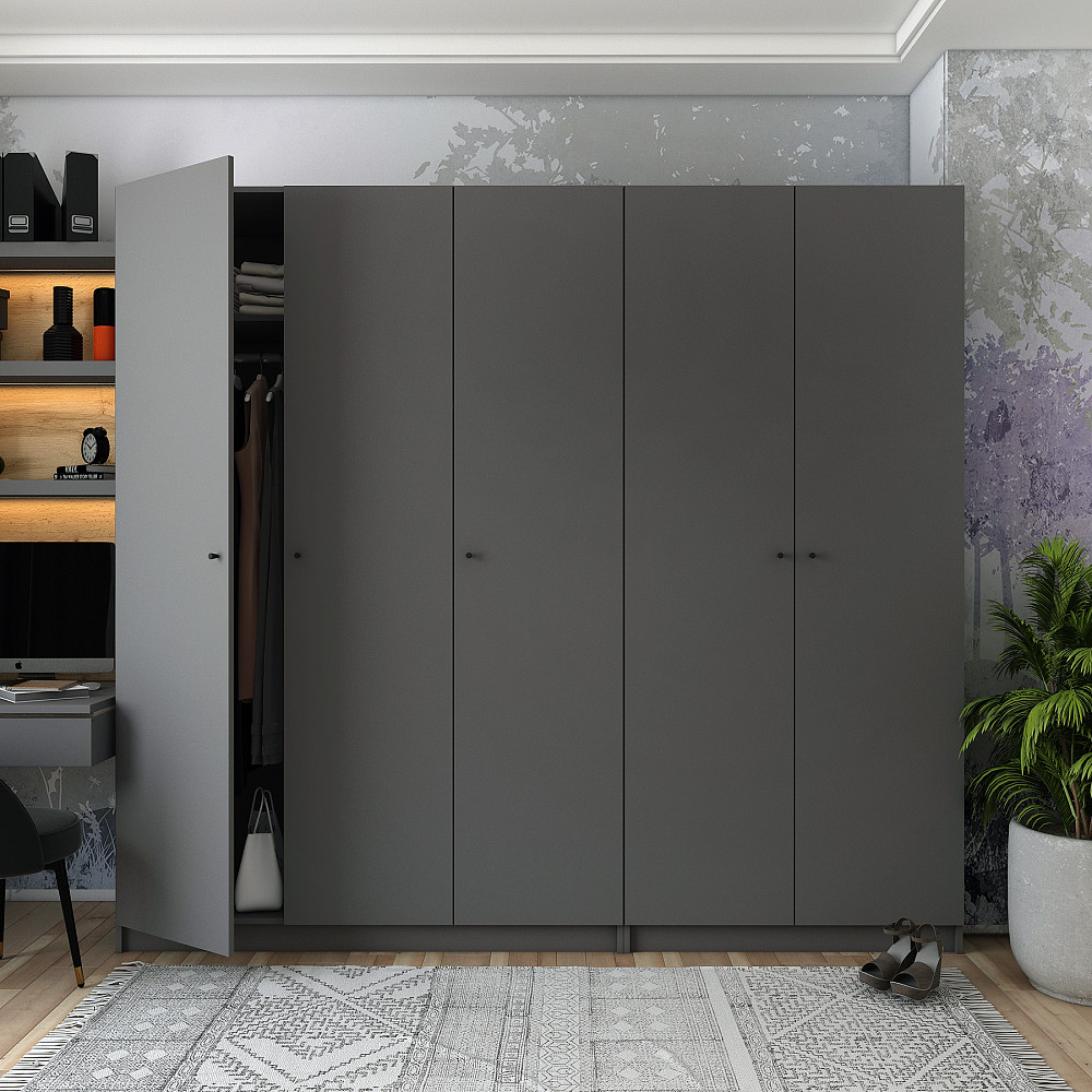 Комплект шаф для одягу Doros Промо (2 шт.) 225х48х204 см Графіт (DRS-011213) Львів - фото 1