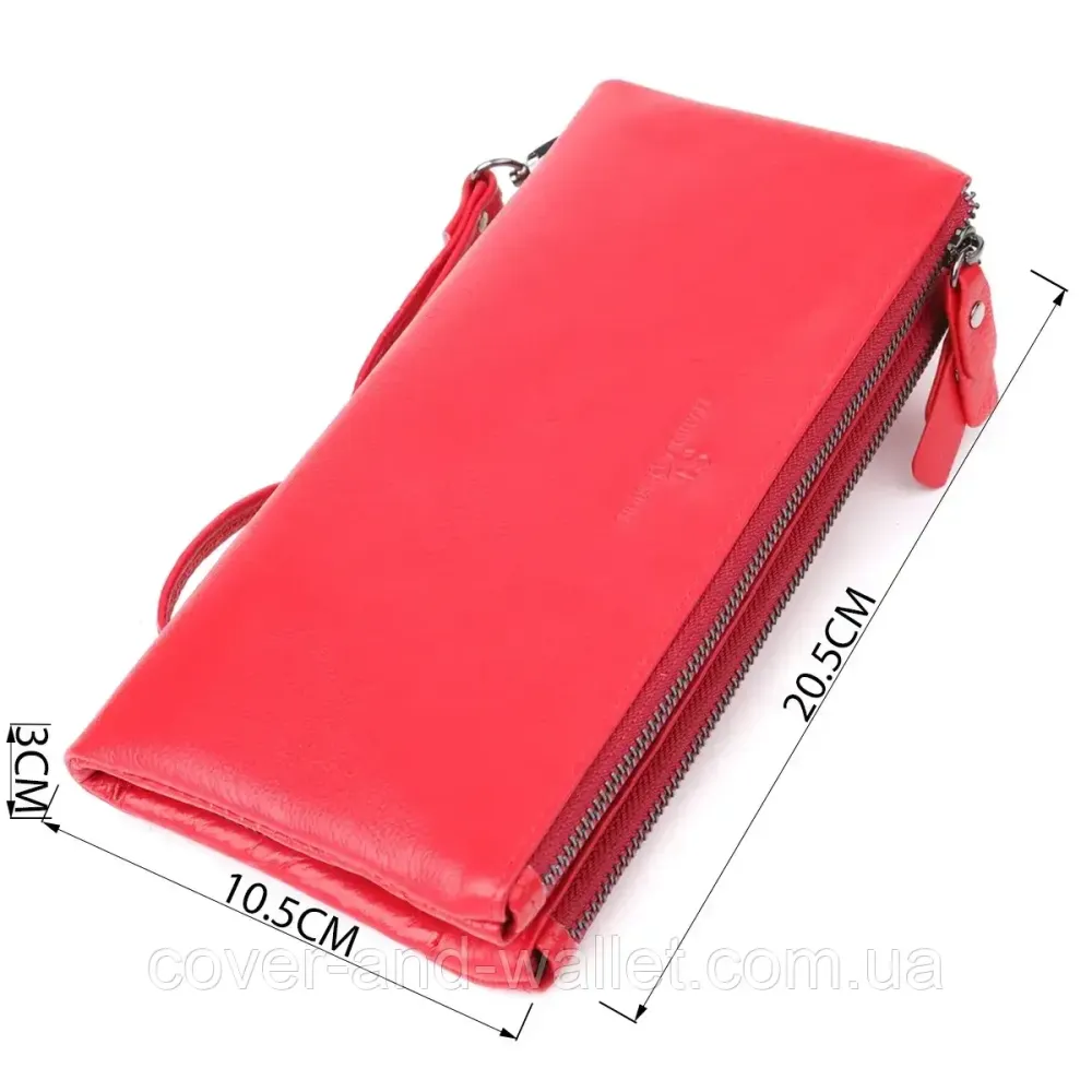 Червоний жіночий гаманець-клатч на три відділення на блискавці ST leather 022-1 Київ - фото 3