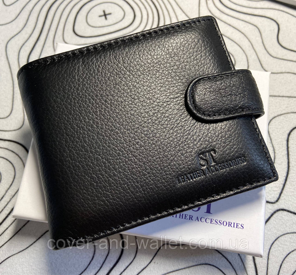 Чоловічий шкіряний гаманець з зажимом на кнопці ST Leather 113 Київ - фото 1