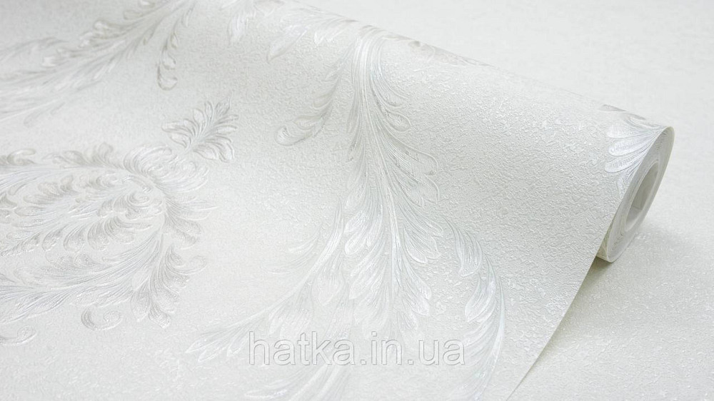 Шпалери метрові вінілові на флізеліні Sintra Classic класика вензелю візерунки структурні сріблясті на білому 520017 Київ - фото 2