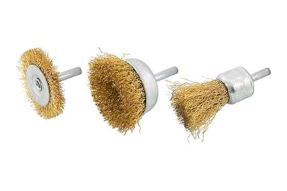 MASTERTOOL Набір щіток MASTERTOOL 3 шт - торцева/дискова зі стрижнем ¼" Ø 25/50// 50 мм з латун Коломия