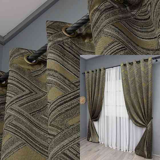 Комплект штор на люверсах VR-Textil Жаккард Mystery № 1622ш Капучино с золотистым 1622ш 150х280 см 2 шт (37-0203) Киев