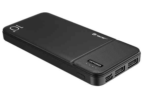 Зовнішній акумулятор Powerbank Tracer 10000mAh 2A тонкий на 2xUSB-порту BK Чорний Вінниця