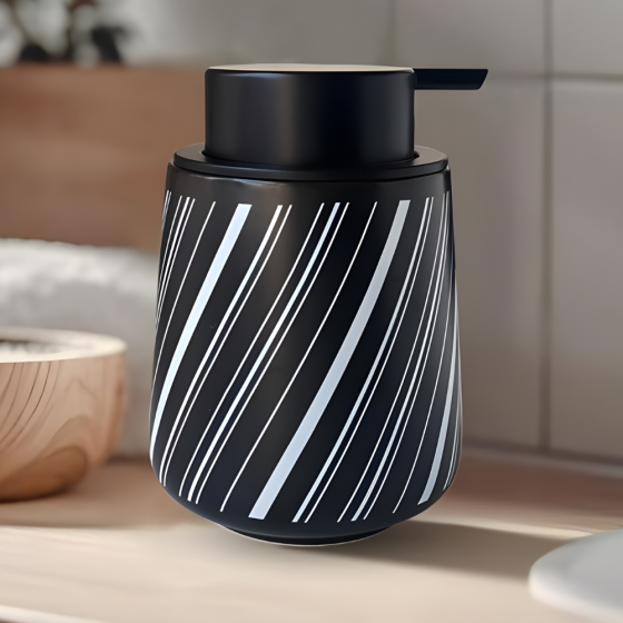 Диспенсер-дозатор для мила керамічний для ванної та кухні 350 мл, для рідкого мила та миючого засобу, чорний Кам'янець-Подільський