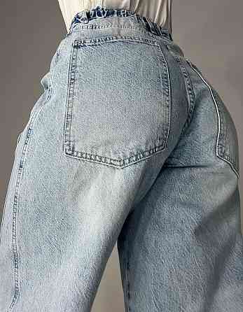 Джинсы женские Its Basic 3805 MEGA BAGGY jeans трендовые швы широкие клеш косые карманы длинные голу Одесса