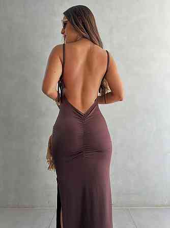 Женское романтичное элегантное платье с открытой спиной турецкое вискоза Шоколад, 46/48 Одесса