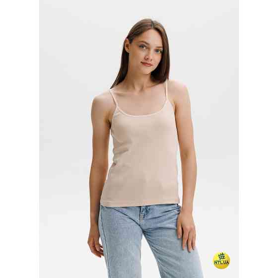 Базова однотонна жіноча майка з бавовни на тонких бретелях Наталюкс 21-2101 M Киев