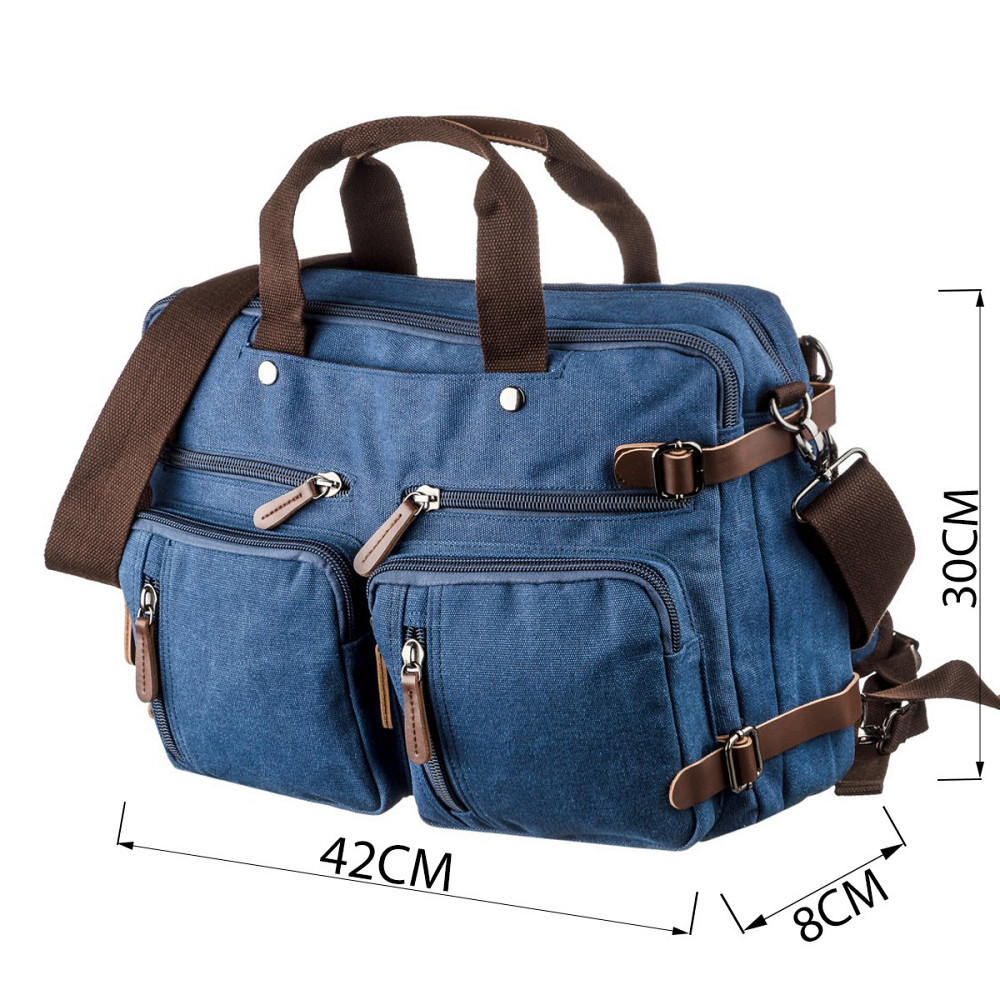 Сумка-трансформер текстильна велика Vintage 20153 Синя Київ - фото 4