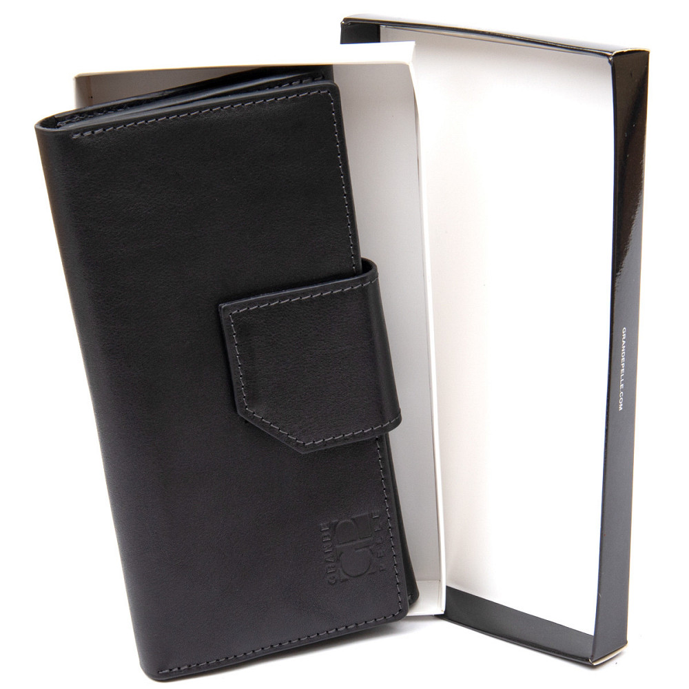 Шкіряне глянсове портмоне Чорний (GRANDE PELLE) Київ - фото 2